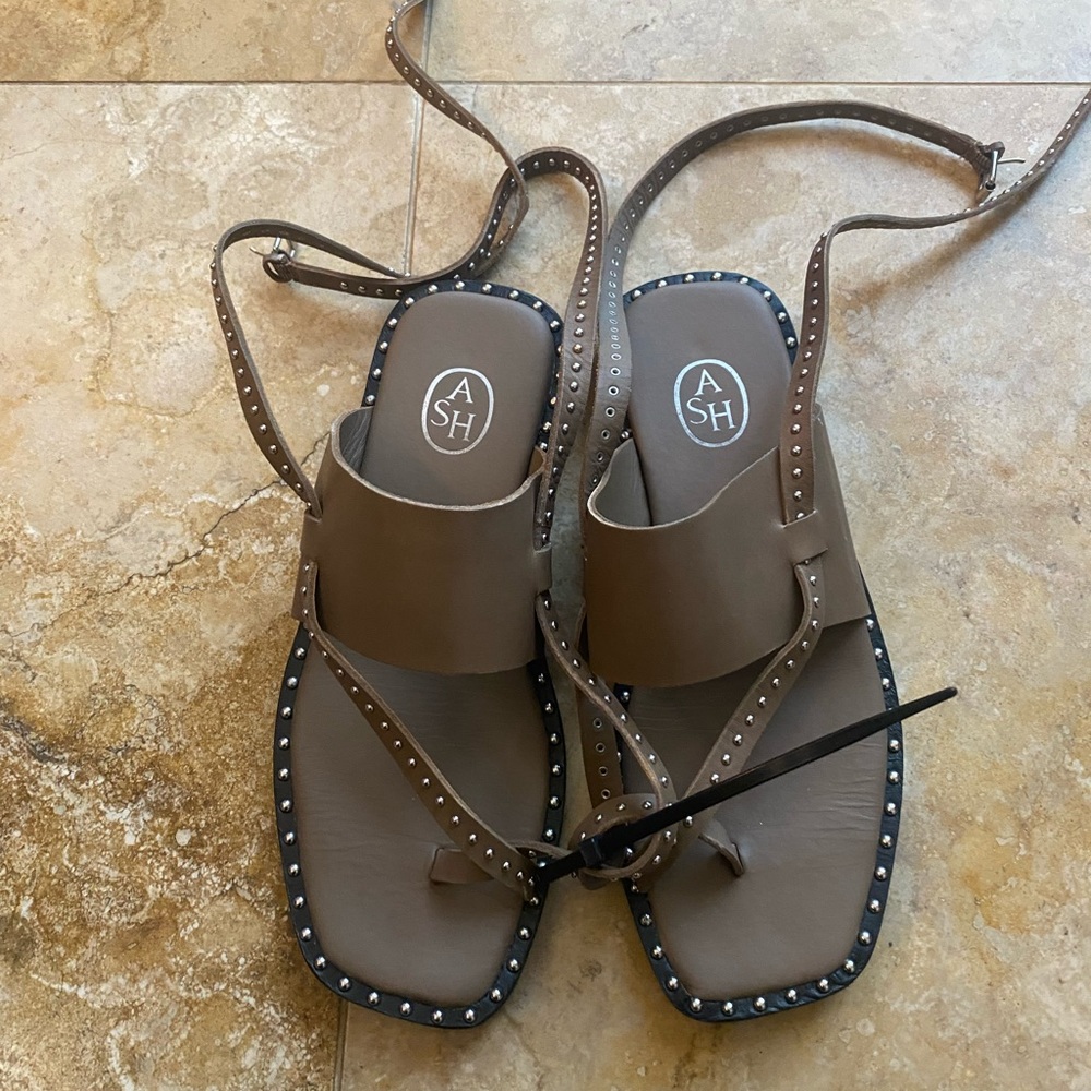 Ash STUD leather wrap around ankle leather sandals